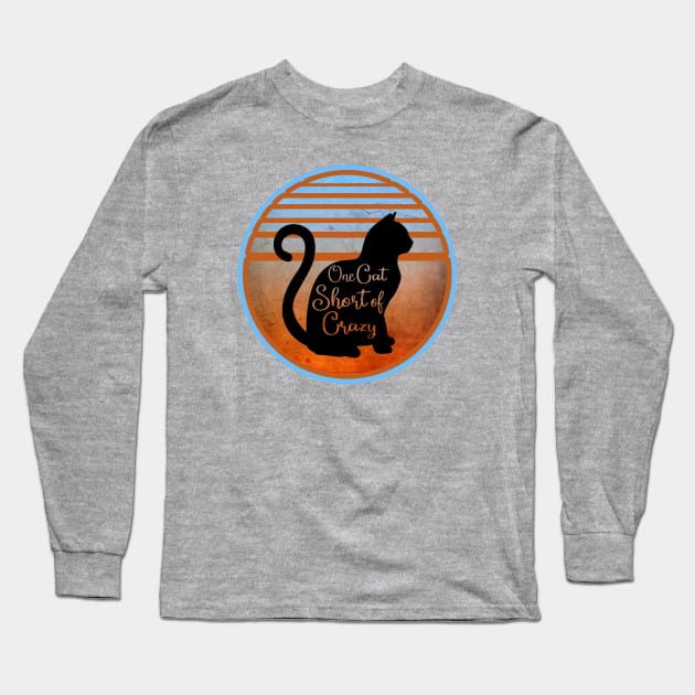 One Cat Short of Crazy - Retro Orange & Blue design Long Sleeve T-Shirt by Off the Page